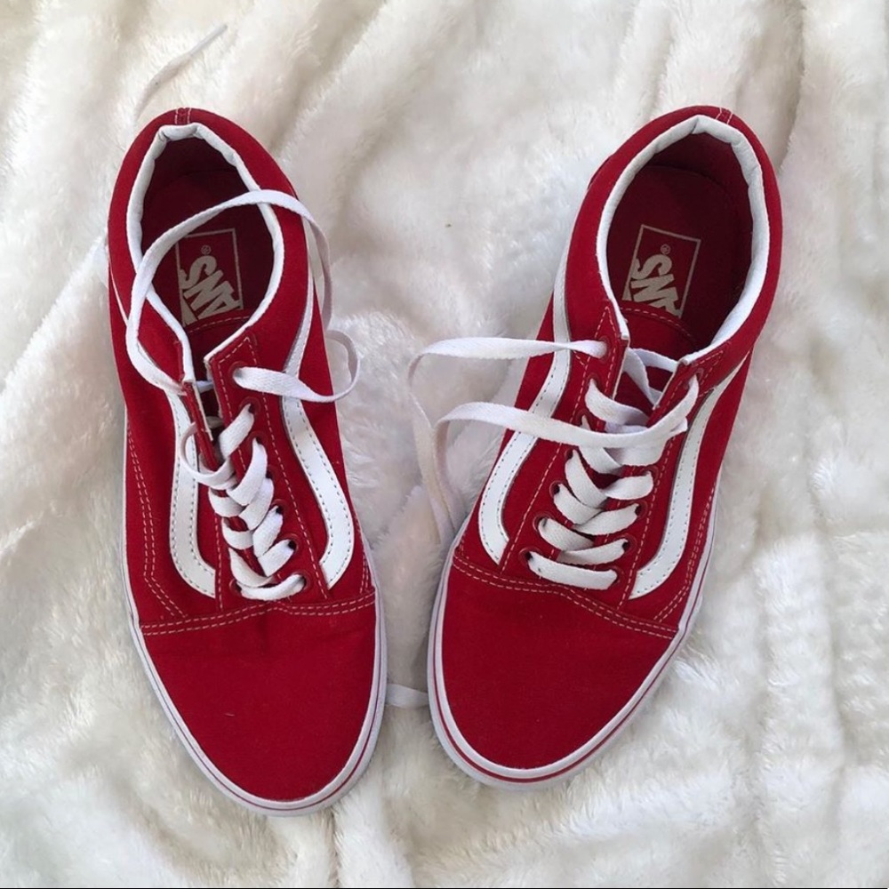 BRAND NEW red and white old skool vans